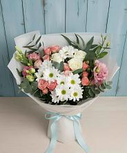 Букет цветов из:  Розы, Лизиантусы и Хризантемы в Серышево