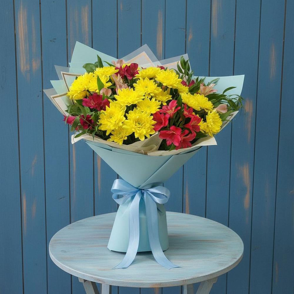 Букет цветов из: Альстромерии и Хризантемы в Серышево