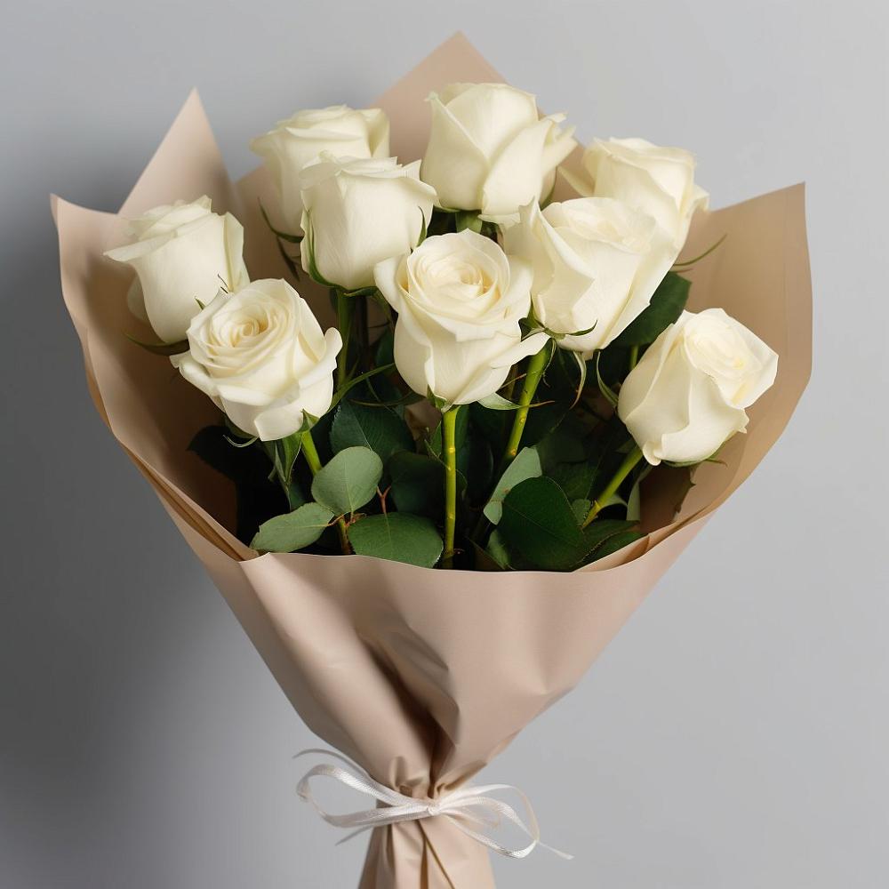 Букет 9 Белых роз Эдлесс Лав в Серышево