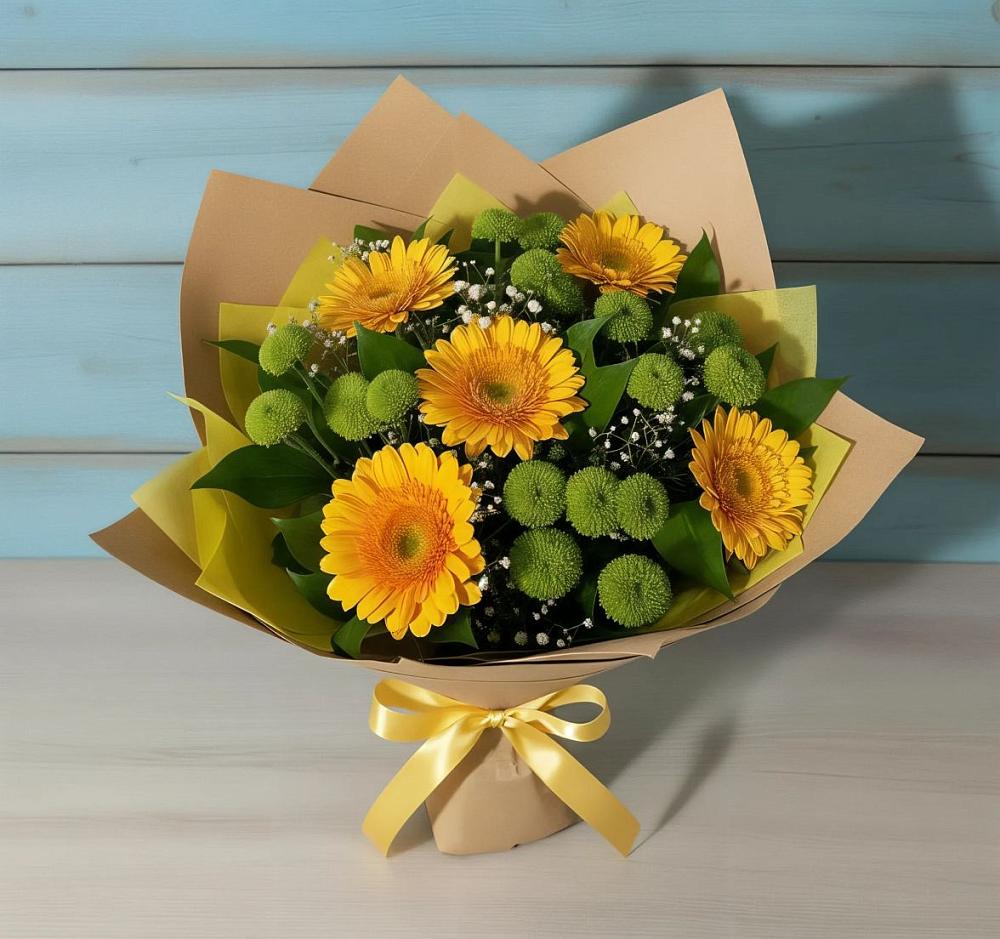 Букет цветов из: Герберы и Хризантемы в Серышево