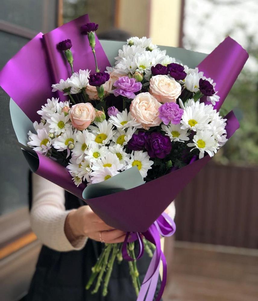 Букет цветов из: Хризантемы, Гвоздики и Розы в Серышево