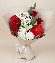 Букет цветов из:  Розы, Хризантемы, Герберы и Лилии в Серышево