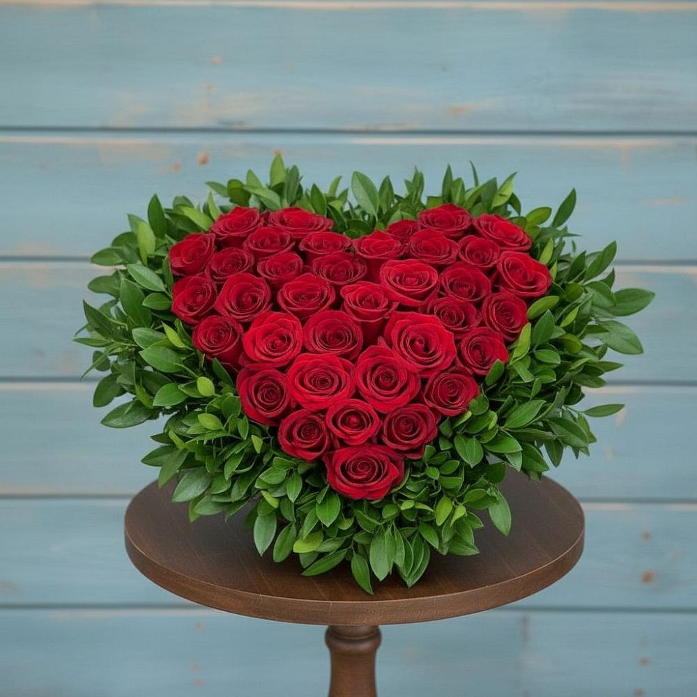 Цветочная композиция из Розы в виде сердца в Серышево