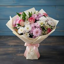 Букет цветов из:  Хризантемы, Альстромерии и Розы в Серышево