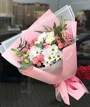 Букет цветов из:  Розы, Лизиантусы и Хризантемы в Серышево
