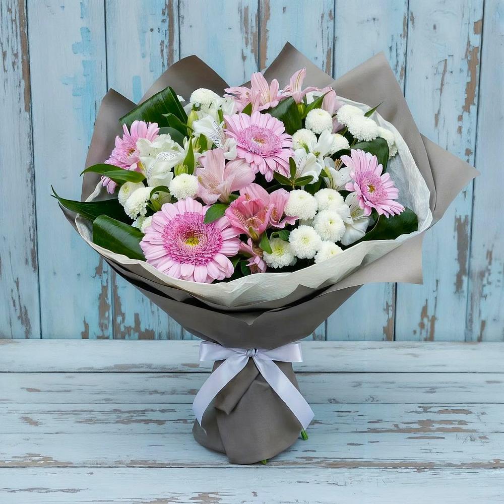 Букет цветов из: Герберы, Альстромерии и Хризантемы в Серышево