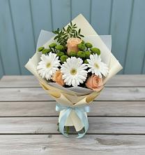 Букет цветов из:  Герберы, Розы и Хризантемы в Серышево