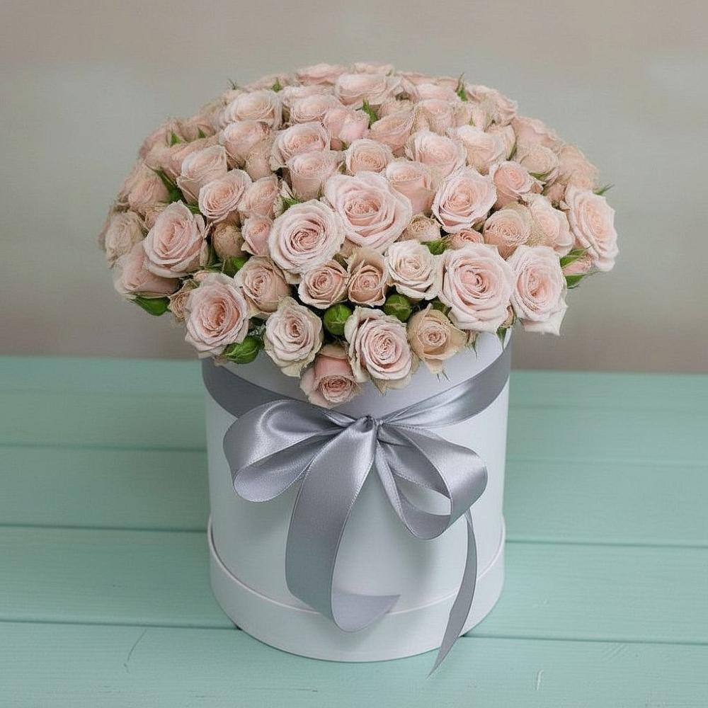 Цветочная композиция из Розы в шляпной коробке в Серышево